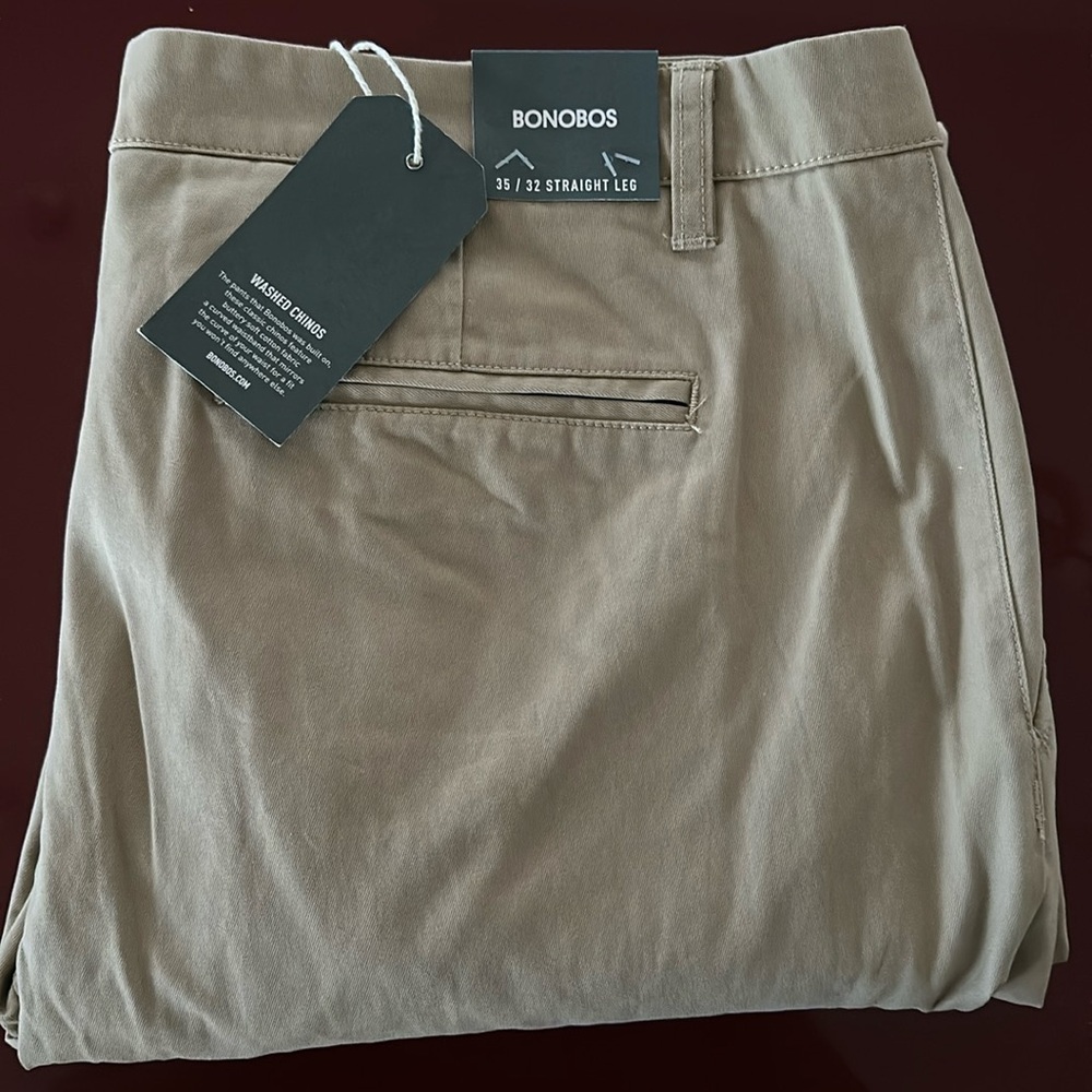 Men’s Bonobos Straight Leg Washed Chinos NWT 35x32”